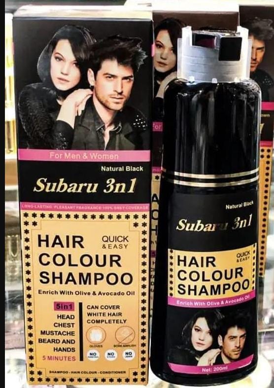 Subaru 3 In 1 Black Hair Color Shampoo Shampoo For Men & Women |